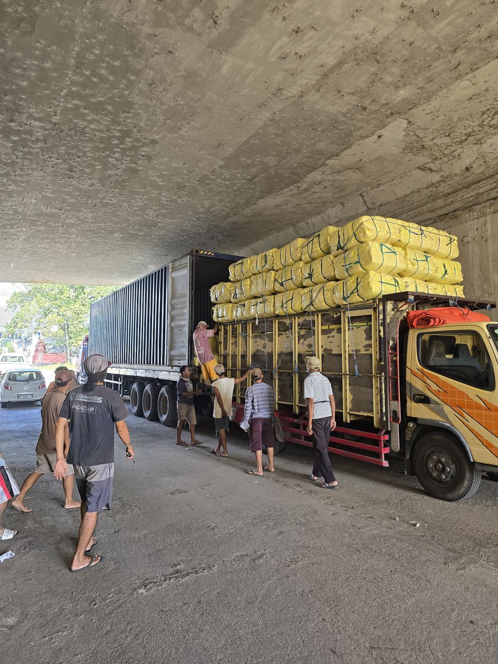 Our team loading a container for the port